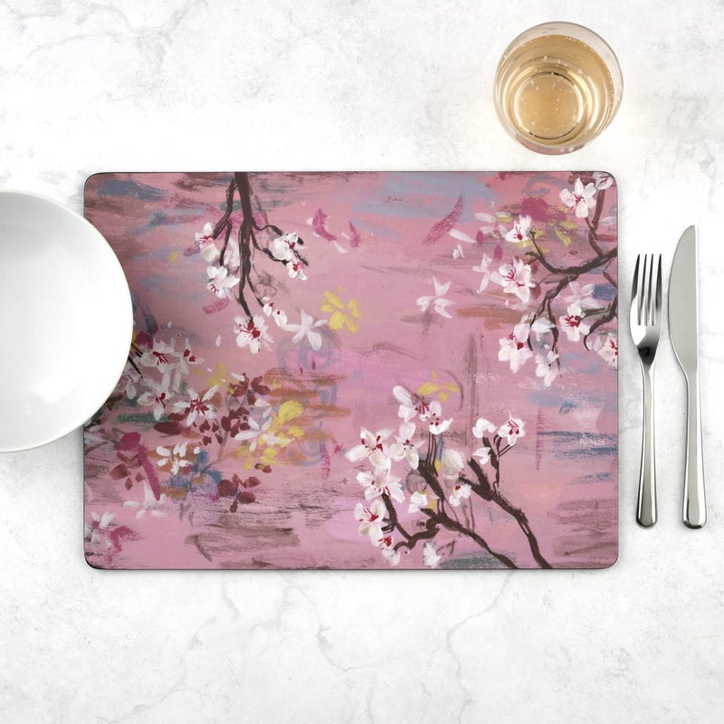 Pimpernel Blooming Dogwood Placemats, Set of 4 (15.7" x 11.7") â€“ Cork-Backed Rectangular Boards with Floral Artwork, Lacquered Surface, Heat & Stain Resistant Decorative Table Mats for Dining - Image 2